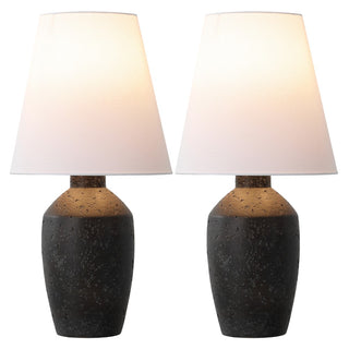 Xander 19.5" Minimalist Scandinavian Concrete Effect Resin/Iron Ginger Jar LED Table Lamp - JONATHAN Y