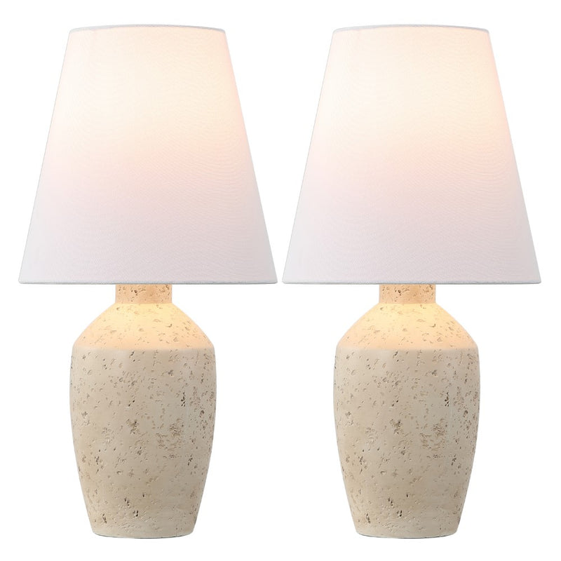 Xander 19.5" Minimalist Scandinavian Concrete Effect Resin/Iron Ginger Jar LED Table Lamp - JONATHAN Y