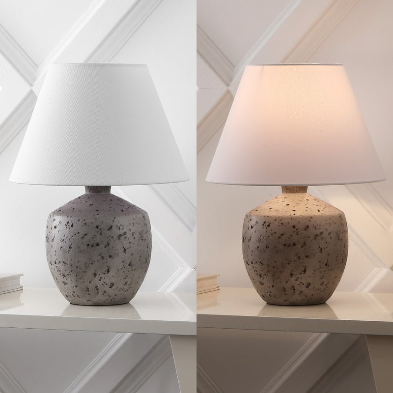 Myron 18" Minimalist Scandinavian Concrete Effect Resin/Iron LED Table Lamp - JONATHAN Y