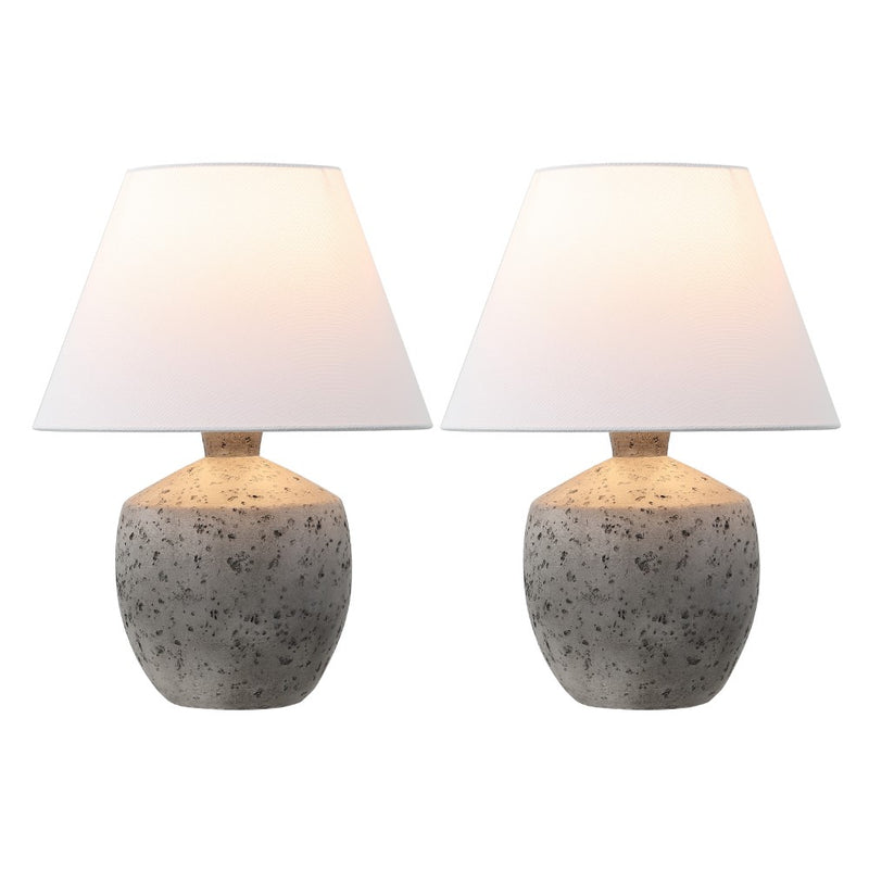 Myron 18" Minimalist Scandinavian Concrete Effect Resin/Iron LED Table Lamp - JONATHAN Y