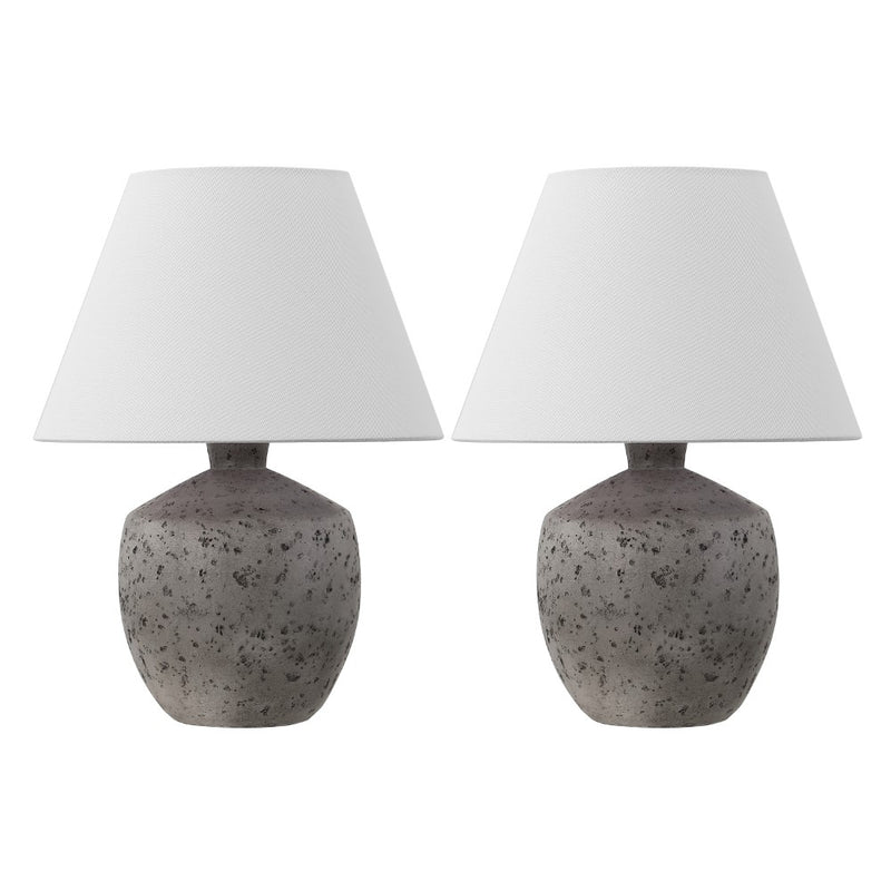 Myron 18" Minimalist Scandinavian Concrete Effect Resin/Iron LED Table Lamp - JONATHAN Y