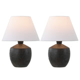 Myron 18" Minimalist Scandinavian Concrete Effect Resin/Iron LED Table Lamp - JONATHAN Y