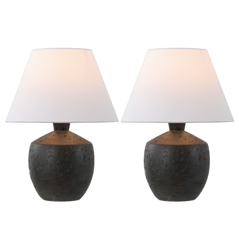 Myron 18" Minimalist Scandinavian Concrete Effect Resin/Iron LED Table Lamp - JONATHAN Y