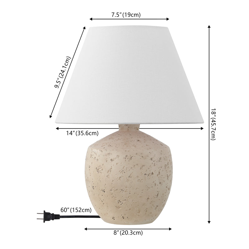 Myron 18" Minimalist Scandinavian Concrete Effect Resin/Iron LED Table Lamp - JONATHAN Y