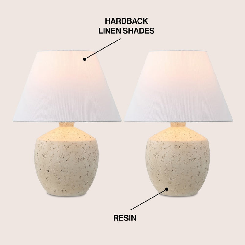 Myron 18" Minimalist Scandinavian Concrete Effect Resin/Iron LED Table Lamp - JONATHAN Y