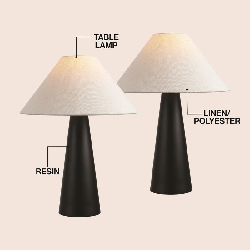 Harrison 22.5" Modern Contemporary Sculptural Tapered Cone Resin LED Table Lamp