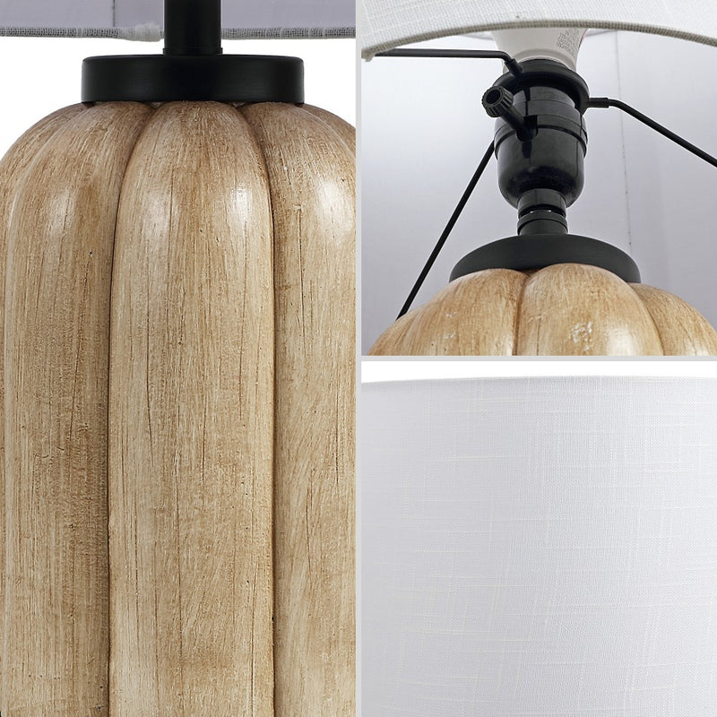 Royce 18.25" Rustic Farmhouse Fluted Scalloped Gourd Resin/Metal LED Table Lamp