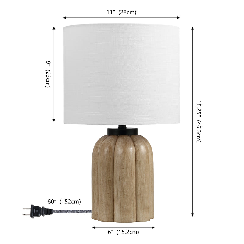 Royce 18.25" Rustic Farmhouse Fluted Scalloped Gourd Resin/Metal LED Table Lamp