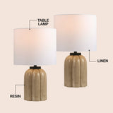 Royce 18.25" Rustic Farmhouse Fluted Scalloped Gourd Resin/Metal LED Table Lamp