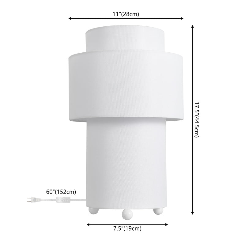 Franklin 17.5 in. Modern Minimalist Fabric Stacked Cylinder LED Table Lamp