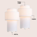 Franklin 17.5 in. Modern Minimalist Fabric Stacked Cylinder LED Table Lamp