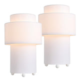 Franklin 17.5 in. Modern Minimalist Fabric Stacked Cylinder LED Table Lamp