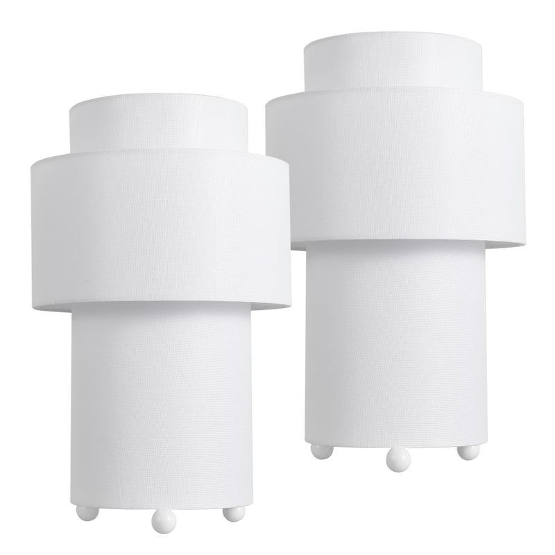 Franklin 17.5 in. Modern Minimalist Fabric Stacked Cylinder LED Table Lamp