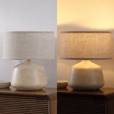Mikel 17.25" Organic Modern Tapered Sculptural Textured Ceramic-Look Resin LED Table Lamp