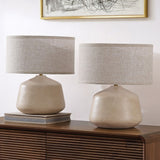 Mikel 17.25" Organic Modern Tapered Sculptural Textured Ceramic-Look Resin LED Table Lamp