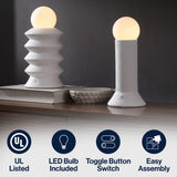 Soren 13" Modern Scandinavian Ceramic/Glass Geometric Integrated LED Table Lamp, Set of 2