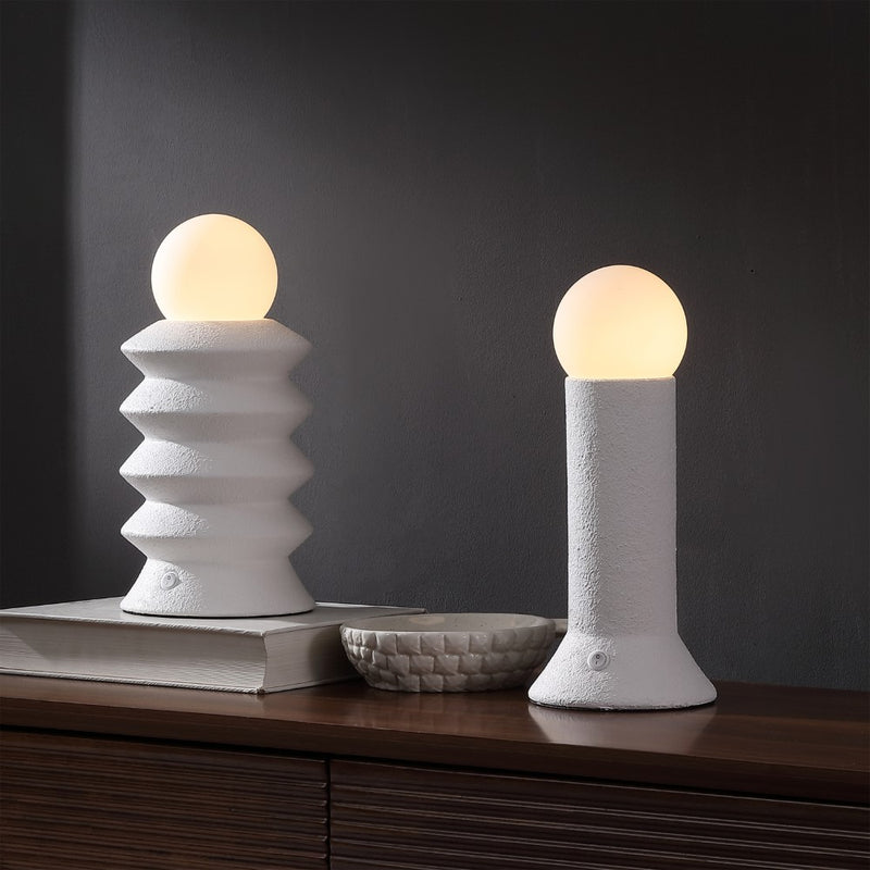 Soren 13" Modern Scandinavian Ceramic/Glass Geometric Integrated LED Table Lamp, Set of 2