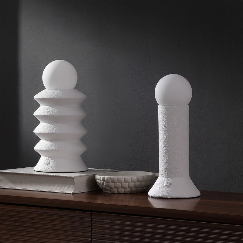 Soren 13" Modern Scandinavian Ceramic/Glass Geometric Integrated LED Table Lamp, Set of 2