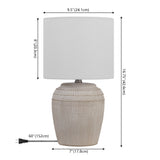 Hugo 16.75" Traditional Rustic Reeded Ceramic Vase LED Table Lamp, Set of 2
