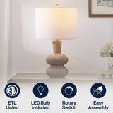 Matheo 24" Modern Minimalist Sculptural Oak-Grain Resin LED Table Lamp