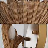 Elodie 11.5" Vintage Coastal 1-Light Rattan Scallop Shell LED Wall Sconce Set 2