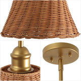 Hattie 1-Light Coastal Bohemian Metal and Woven Rattan LED Pendant Light
