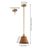 Hattie 1-Light Coastal Bohemian Metal and Woven Rattan LED Pendant Light