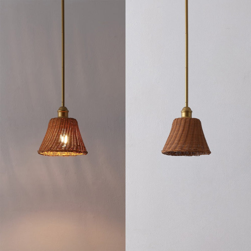 Hattie 1-Light Coastal Bohemian Metal and Woven Rattan LED Pendant Light