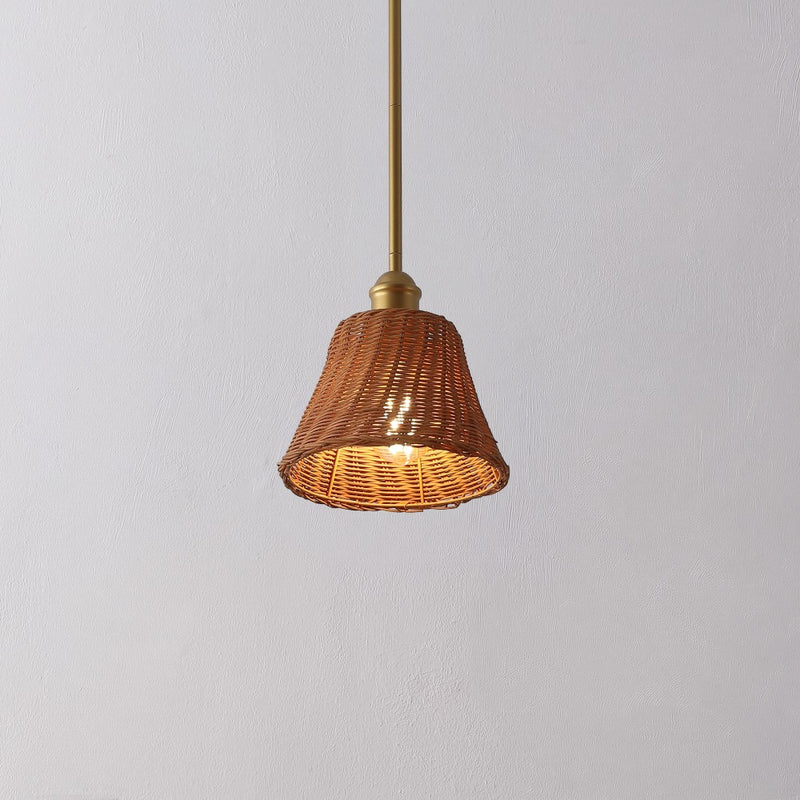 Hattie 1-Light Coastal Bohemian Metal and Woven Rattan LED Pendant Light