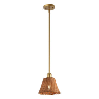 Hattie 1-Light Coastal Bohemian Metal and Woven Rattan LED Pendant Light