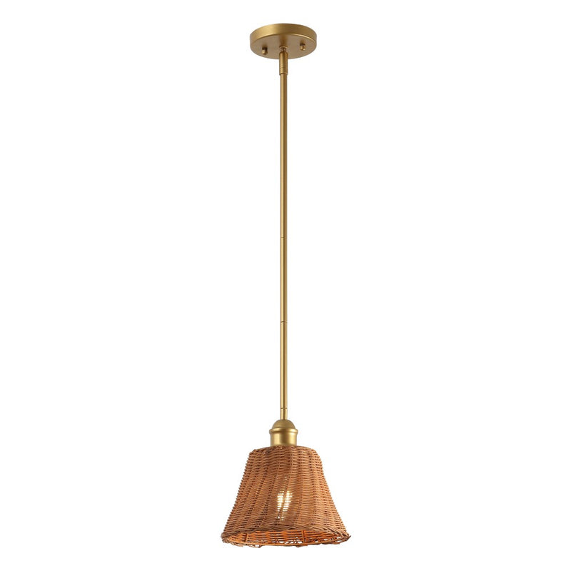 Hattie 1-Light Coastal Bohemian Metal and Woven Rattan LED Pendant Light