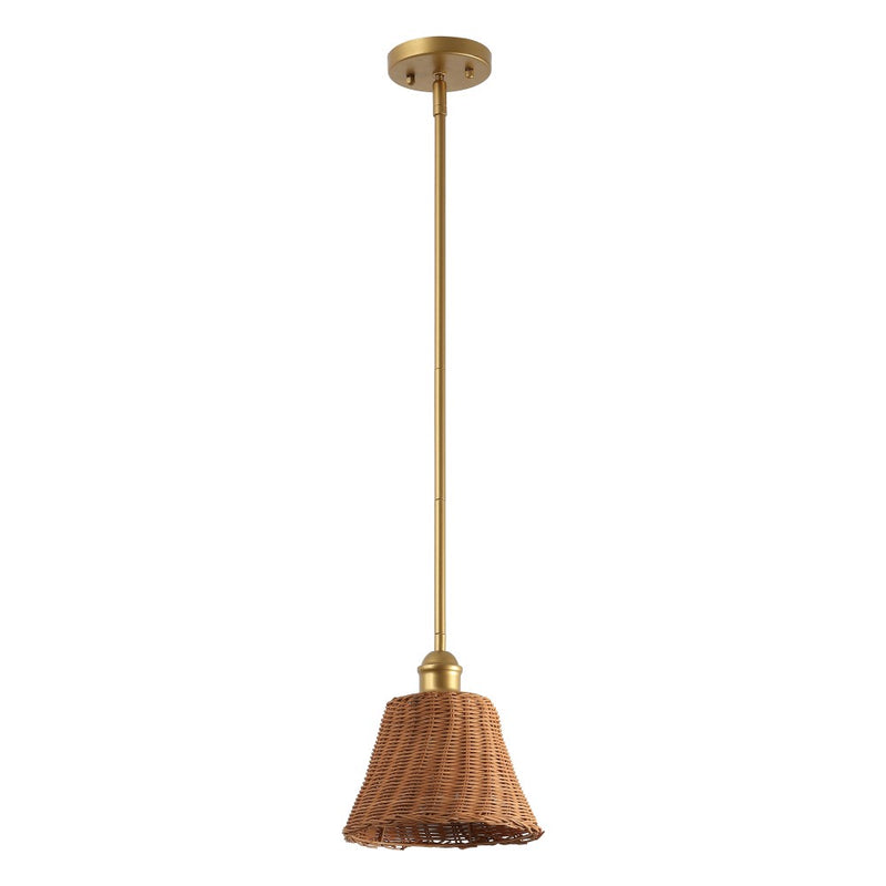 Hattie 1-Light Coastal Bohemian Metal and Woven Rattan LED Pendant Light