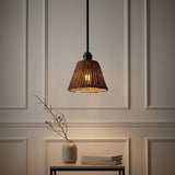 Hattie 1-Light Coastal Bohemian Metal and Woven Rattan LED Pendant Light Black/Dark Brown / 8.8'' – AI-ON