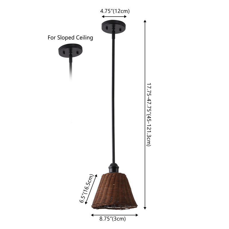 Hattie 1-Light Coastal Bohemian Metal and Woven Rattan LED Pendant Light