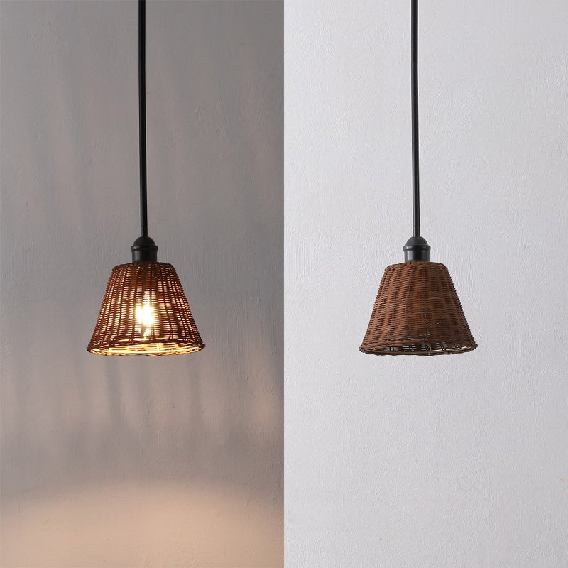 Hattie 1-Light Coastal Bohemian Metal and Woven Rattan LED Pendant Light