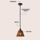 Hattie 1-Light Coastal Bohemian Metal and Woven Rattan LED Pendant Light