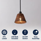 Hattie 1-Light Coastal Bohemian Metal and Woven Rattan LED Pendant Light