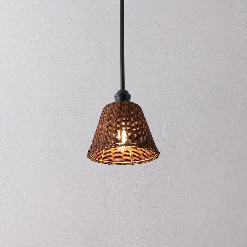 Hattie 1-Light Coastal Bohemian Metal and Woven Rattan LED Pendant Light