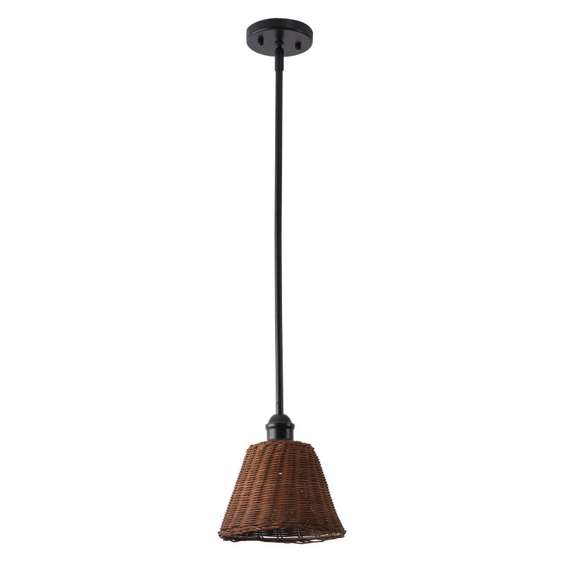 Hattie 1-Light Coastal Bohemian Metal and Woven Rattan LED Pendant Light
