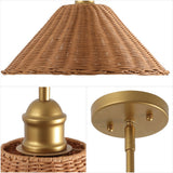 Hattie 1-Light Coastal Bohemian Metal and Woven Rattan LED Pendant Light