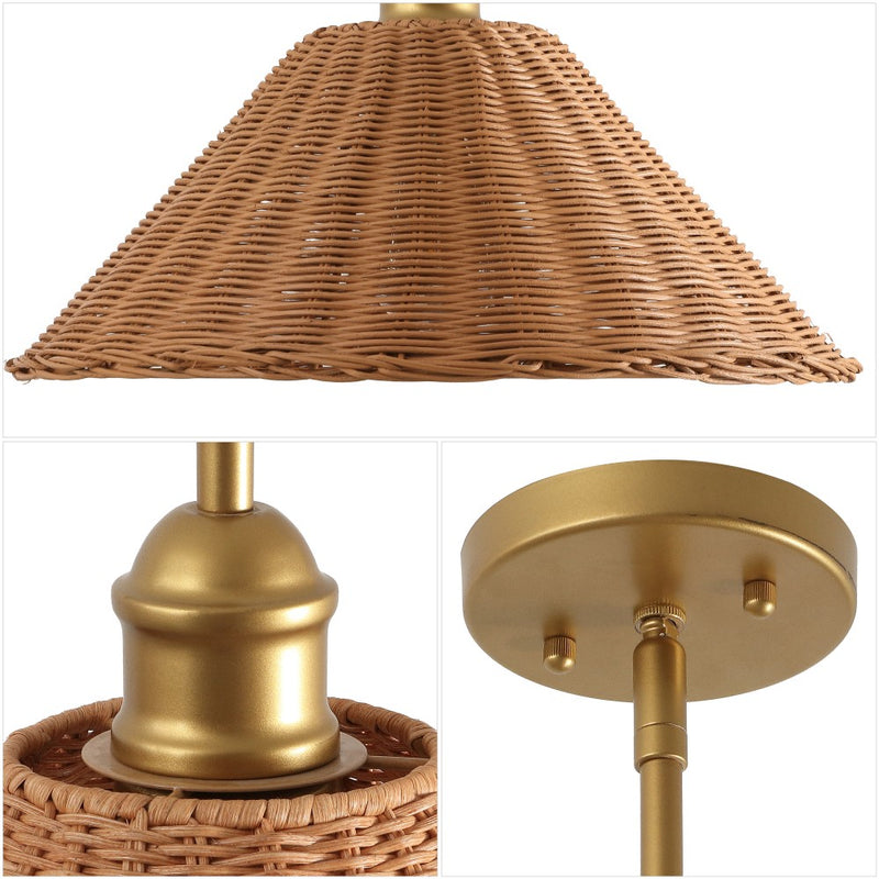 Hattie 1-Light Coastal Bohemian Metal and Woven Rattan LED Pendant Light