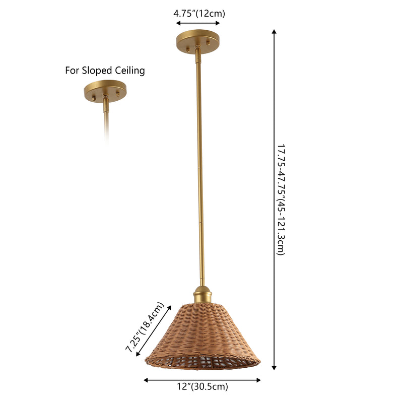 Hattie 1-Light Coastal Bohemian Metal and Woven Rattan LED Pendant Light