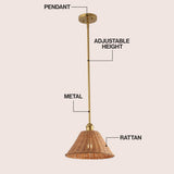 Hattie 1-Light Coastal Bohemian Metal and Woven Rattan LED Pendant Light
