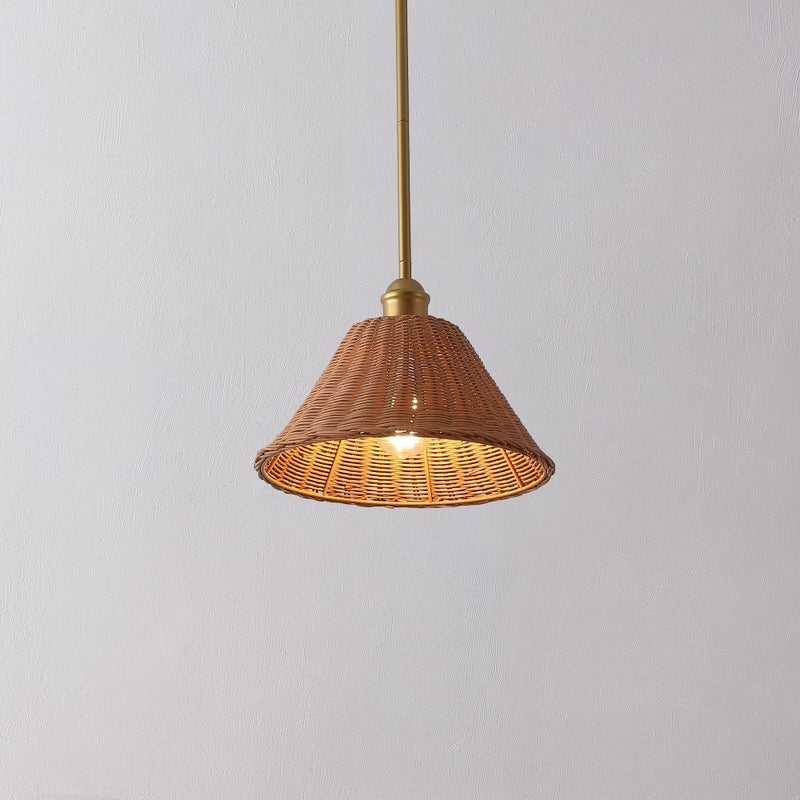 Hattie 1-Light Coastal Bohemian Metal and Woven Rattan LED Pendant Light