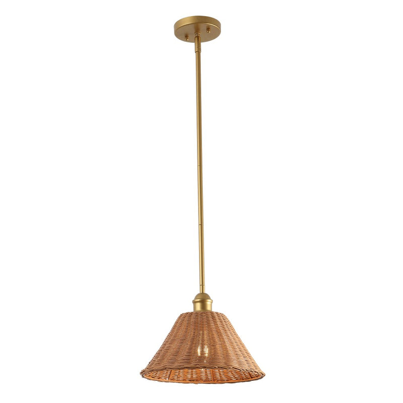 Hattie 1-Light Coastal Bohemian Metal and Woven Rattan LED Pendant Light