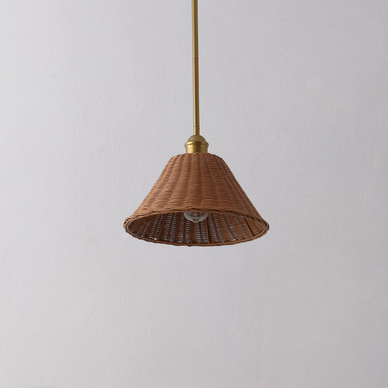 Hattie 1-Light Coastal Bohemian Metal and Woven Rattan LED Pendant Light