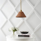 Hattie 1-Light Coastal Bohemian Metal and Woven Rattan LED Pendant Light