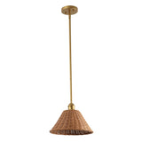 Hattie 1-Light Coastal Bohemian Metal and Woven Rattan LED Pendant Light