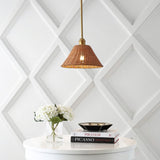 Hattie 1-Light Coastal Bohemian Metal and Woven Rattan LED Pendant Light