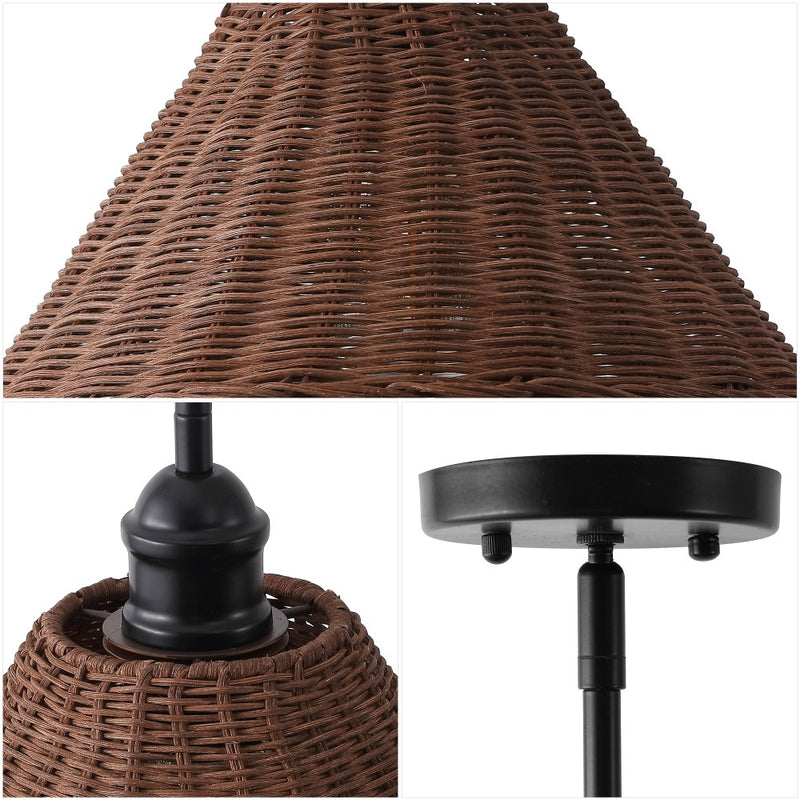 Hattie 1-Light Coastal Bohemian Metal and Woven Rattan LED Pendant Light